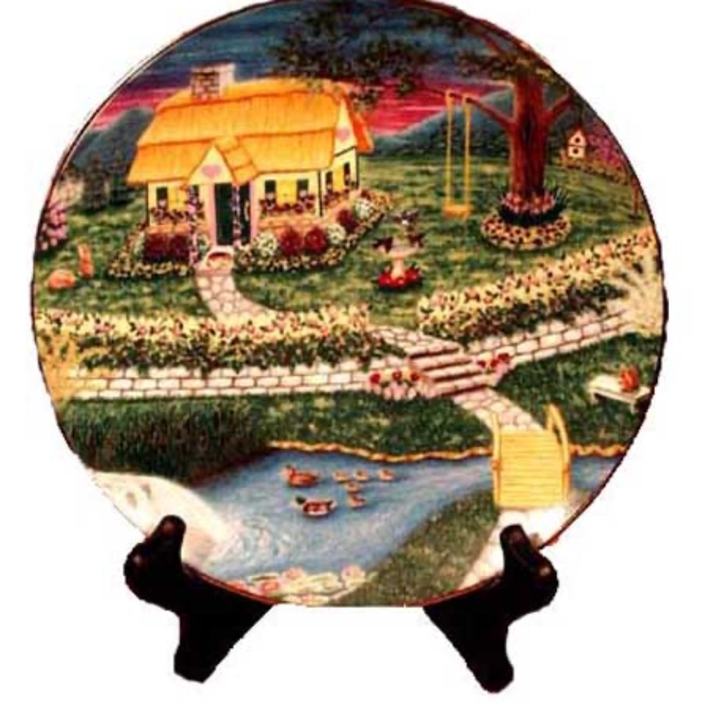 PLATE, PORCELAIN, "COUNTRY COTTAGE" NUMBERED DECORATIVE PLATE, 1997, 8 INCHES